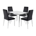 JETTA-OSLO Set Τραπεζαρία: Τραπέζι + 4 Καρέκλες, Χρώμιο - Sintered Stone - Velure Μαύρο