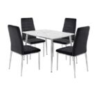 JETTA-OSLO Set Τραπεζαρία: Τραπέζι + 4 Καρέκλες, Χρώμιο - Sintered Stone - Velure Μαύρο