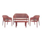 MALAGA Set Σαλόνι Κήπου PP-UV Bordeaux: Καναπές + 2 Πολυθρόνες + Τραπεζάκι