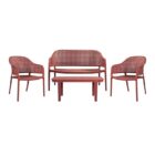 MALAGA Set Σαλόνι Κήπου PP-UV Bordeaux: Καναπές + 2 Πολυθρόνες + Τραπεζάκι