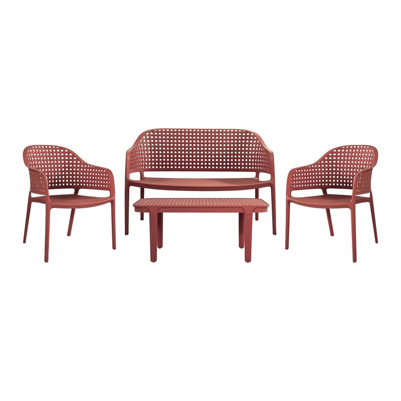 MALAGA Set Σαλόνι Κήπου PP-UV Bordeaux: Καναπές + 2 Πολυθρόνες + Τραπεζάκι MALAGA Set Σαλόνι Κήπου PP-UV Bordeaux: Καναπές + 2 Πολυθρόνες + Τραπεζάκι