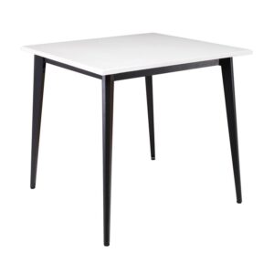 VIDAL Τραπέζι Μέταλλο Βαφή Μαύρο, Επιφάνεια 80x80cm/20mm Κ/Π Εμποτισμού Λάκα Άσπρο