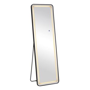 LED-7 Καθρέπτης Τοίχου-Δαπέδου Φωτιζόμενος, Αλουμίνιο Μαύρο, Αφής με 3 επιλογές φωτισμού