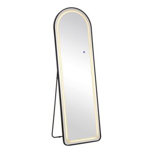 LED-8 Καθρέπτης Τοίχου-Δαπέδου Φωτιζόμενος, Αλουμίνιο Μαύρο, Αφής με 3 επιλογές φωτισμού