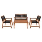 SPRING Set Σαλόνι Κήπου Ακακία Φυσικό, Wicker Μαύρο: Τραπέζι + Καναπέ 2Θέσιο + 2 Πολυθρόνες