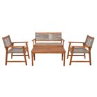 SPRING Set Σαλόνι Κήπου Ακακία Φυσικό, Wicker Μπεζ: Τραπέζι + Καναπέ 2Θέσιο + 2 Πολυθρόνες