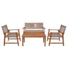 SPRING Set Σαλόνι Κήπου Ακακία Φυσικό, Wicker Μπεζ: Τραπέζι + Καναπέ 2Θέσιο + 2 Πολυθρόνες