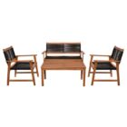 SPRING Set Σαλόνι Κήπου Ακακία Φυσικό, Wicker Μαύρο: Τραπέζι + Καναπέ 2Θέσιο + 2 Πολυθρόνες